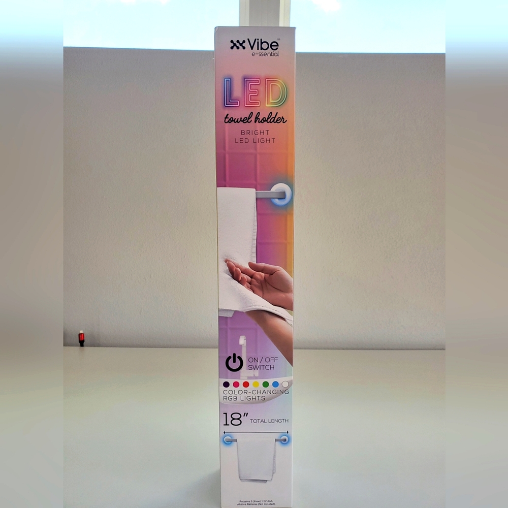 🧼 Vibe e-ssential LED Towel Holder | Color-Changing Light-Up Bar